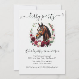 Derby Party Invitation Card with Floral Einladung