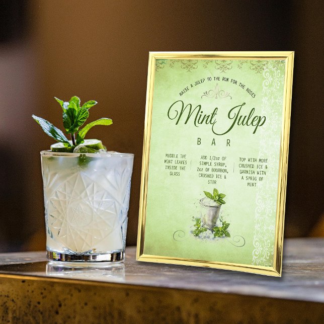Derby Party Mint Julep Barwagen Rezept Menü Schild (Von Creator hochgeladen)