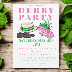 Derby-Party mit eleganten Hüten Schuhe Mode Preppy Einladung