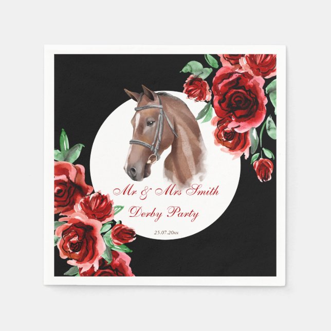 Derby Party Reitpferd Party personalisiert Serviette (Vorderseite)