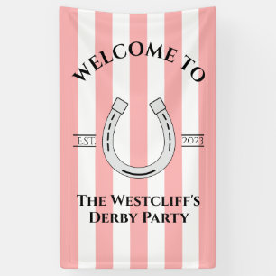 Derby-Party-Rosa-Streifen-Hufeisen-vertikal-Willko Banner