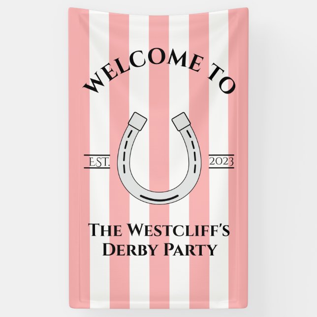 Derby-Party-Rosa-Streifen-Hufeisen-vertikal-Willko Banner (Vertikal)