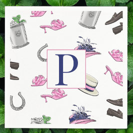 Derby Pferderennen auf Horseshoe Julep Monogram Serviette