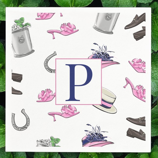 Derby Pferderennen auf Horseshoe Julep Monogram Serviette (Von Creator hochgeladen)