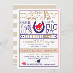 Derby Racing Party Blau/Rot/Gold Einladung