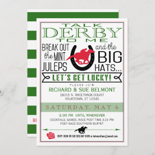 Derby Racing Party Blk/Red/Dk Kelly Einladung