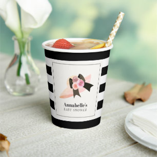 Derby Style Big Pink Hat Rose Baby Dusche Pappbecher