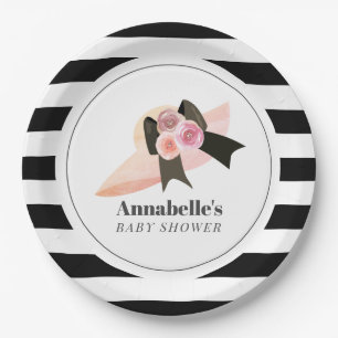 Derby Style Big Pink Hat Rose Baby Dusche Pappteller