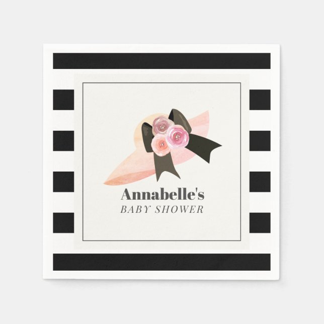 Derby Style Big Pink Hat Rose Baby Dusche Serviette (Vorderseite)