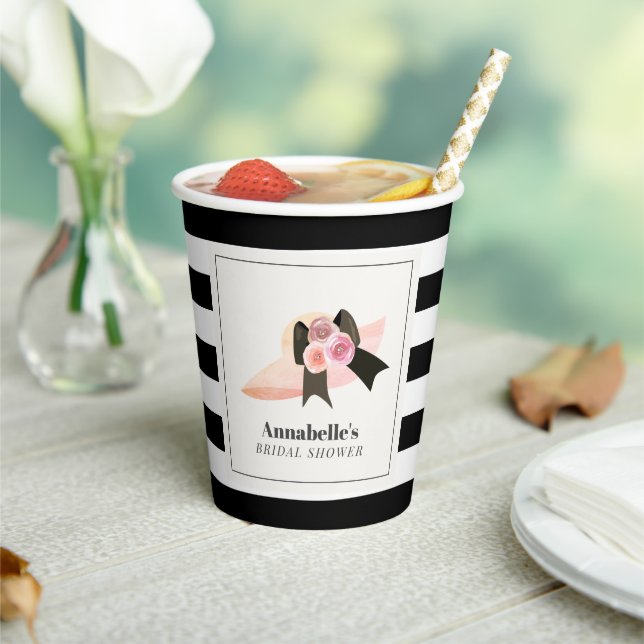 Derby Style Big Pink Hat Rose Brautparty Pappbecher (In Situ)