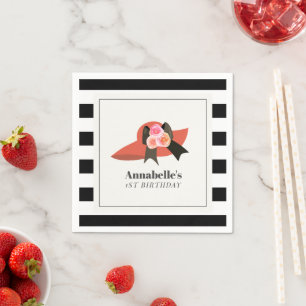 Derby Style Big Red Hat Rose 1. Geburtstag Serviette