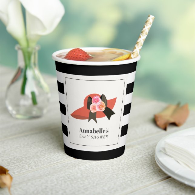 Derby Style Big Red Hat Rose Baby Dusche Pappbecher (In Situ)