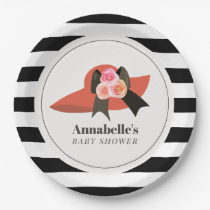 Derby Style Big Red Hat Rose Baby Dusche Pappteller