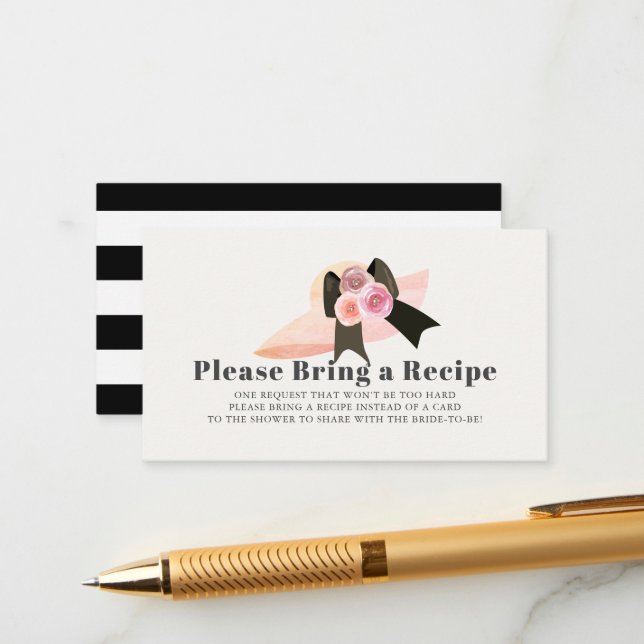 Derby Style Pink Hat Brautparty Rezept Anfrage Begleitkarte (Vorderseite/Rückseite Beispiel)