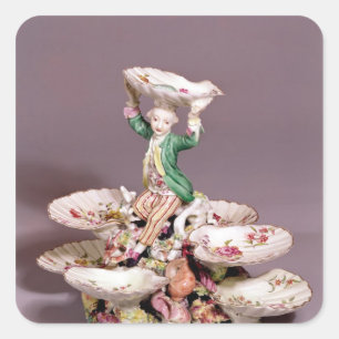 Derby-Tabellenmittelstück, 1760-65 Quadratischer Aufkleber