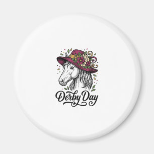 Derby-Tag Blumen Pferde Hut Vintage-Stich Design Magnet