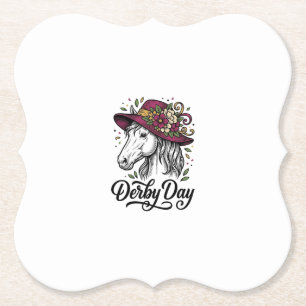 Derby-Tag Blumen Pferde Hut Vintage-Stich Design Untersetzer