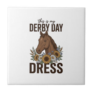 Derby-Tag-Kleid Vintage-Pferd-Blumen-Shirt-Design Fliese