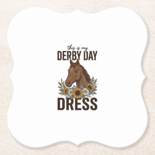 Derby-Tag-Kleid Vintage-Pferd-Blumen-Shirt-Design Untersetzer