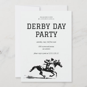 Derby-Tag-Party-Einladung Schwarz & Weiß Pferd R Einladung
