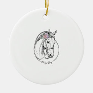 Derby-Tag Vintage Gravur Pferd Blumen Design Keramik Ornament