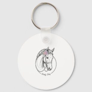 Derby-Tag Vintage Gravur Pferd Blumen Design Schlüsselanhänger