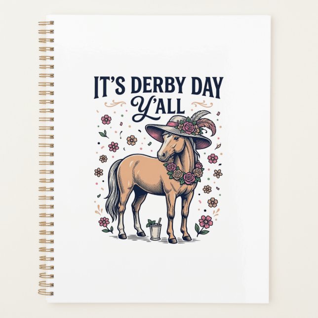 Derby-Tag Y’all Pferd Blumenhut Planer (Vorderseite)