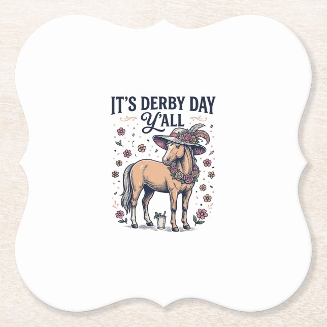 Derby-Tag Y’all Pferd Blumenhut Untersetzer (Vorderseite)