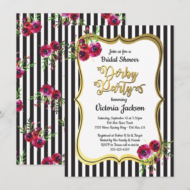 Derby Themed Bridal Dusche Einladungen (Vorne/Hinten)