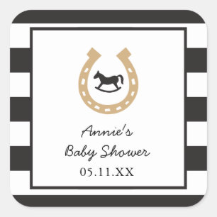Derbyhufeisenbaby-Duschen-personalisierte Quadratischer Aufkleber