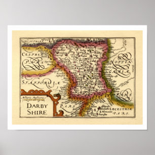 Derbyshire (Darbyshire) Landkreis England Antike K Poster