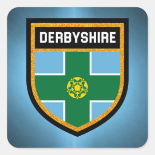 Derbyshire Flag Quadratischer Aufkleber