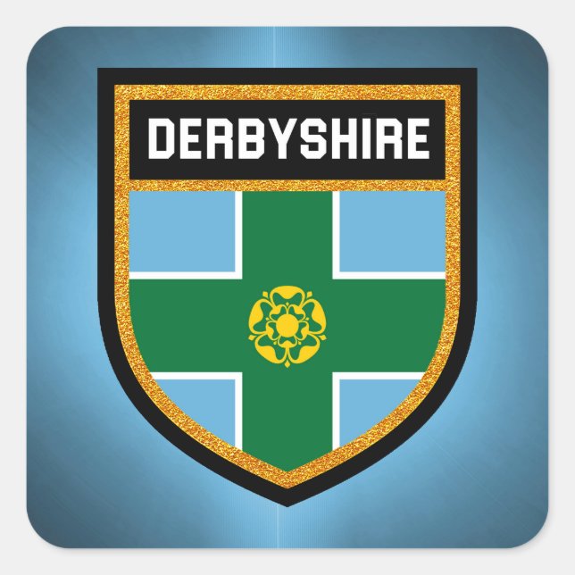 Derbyshire Flag Quadratischer Aufkleber (Vorderseite)