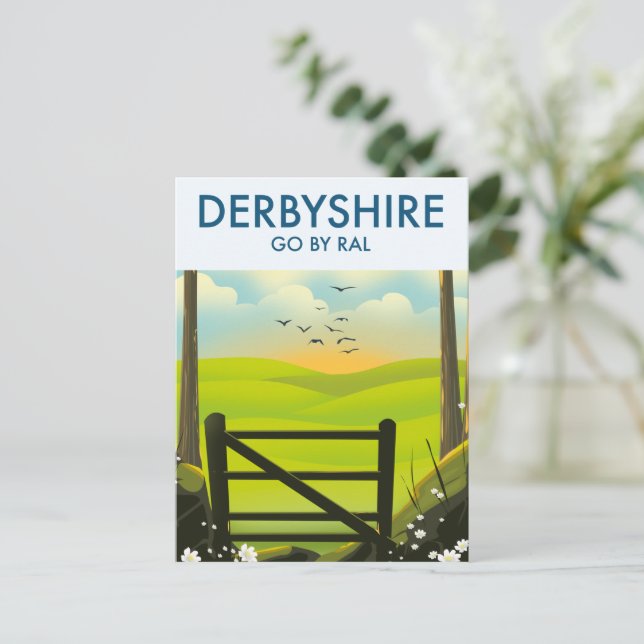 Derbyshire Landscape Reiseplakat Postkarte (Stehend Vorderseite)