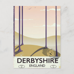 Derbyshire Vintage-Schienenplakat. Postkarte
