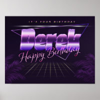 Derek Name Vorname lila retro Poster Geburtstag