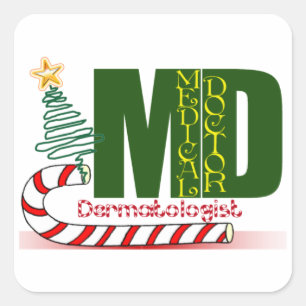 Dermatologin MERRY CHRISTMAS Quadratischer Aufkleber