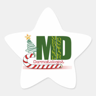 Dermatologin MERRY CHRISTMAS Stern-Aufkleber