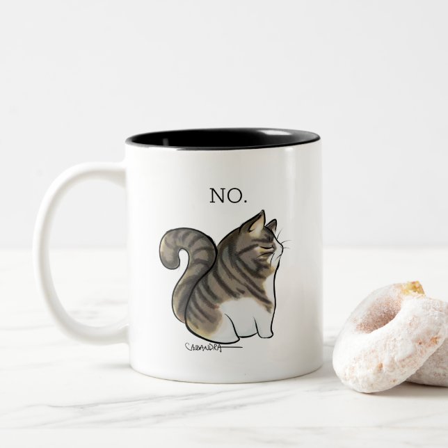 Derp cats Tabby mit weißen Markierungen Zweifarbige Tasse (Mit Donut)