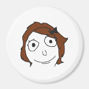 Derpina Brown Haar-Raserei-Gesicht Meme Magnet