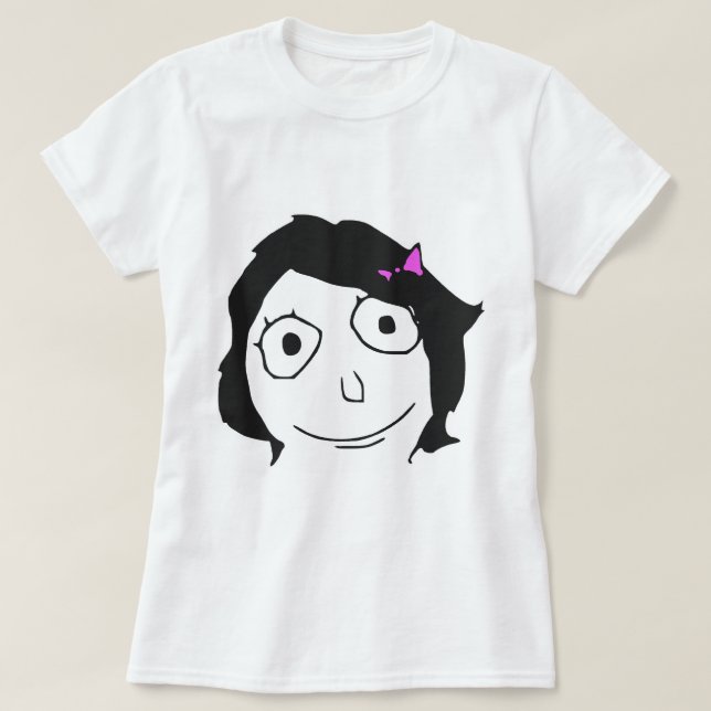 Derpina schwarzes Haar-brünettes Raserei-Gesicht T-Shirt (Design vorne)