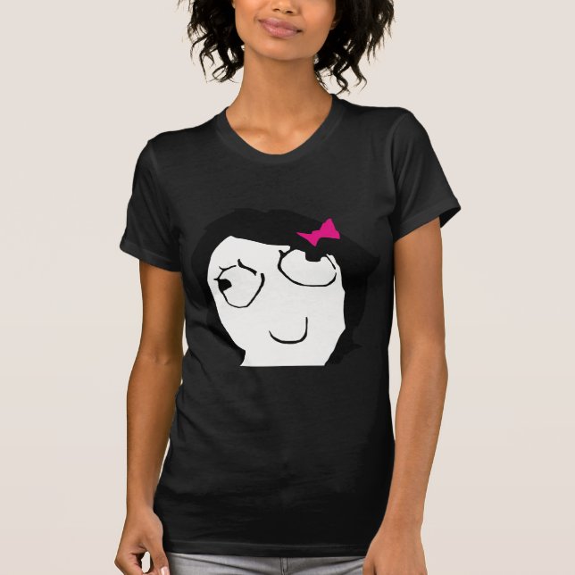 Derpina - schwarzes Haar, rosa Band T-Shirt (Vorderseite)