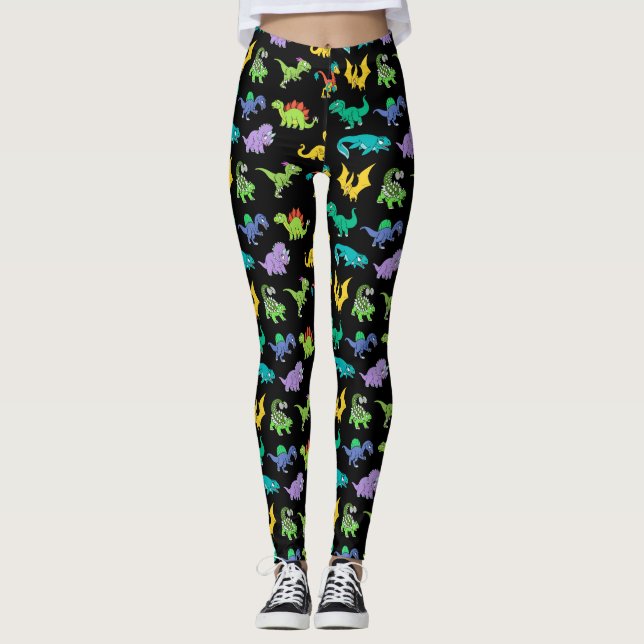 Derpy Dinosauriermuster Leggings (Vorderseite)