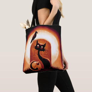 Derpy Halloween Cat von einem Grabstein