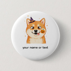 Derpy Shiba Inu Halloween-Kürbis Button