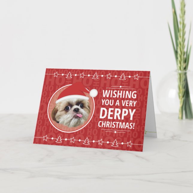Derpy Shih tzu Hundweihnachtskarte Karte (Vorderseite)