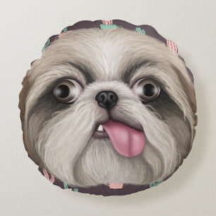 Derpy Shih Tzus Rundes Kissen