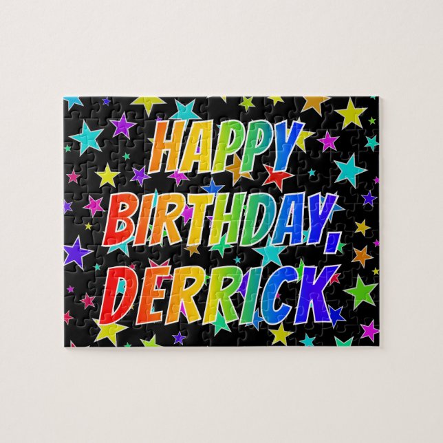 "DERRICK" Vorname, Spaß "GLÜCKLICHER GEBURTSTAG" Puzzle (Horizontal)
