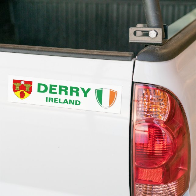 Derry Ireland Wappen und irische Flagge Autoaufkleber (Auf Lkw)