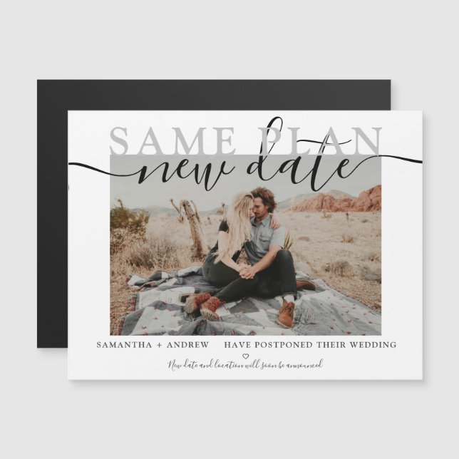 Derselbe Plan Neudatum Moderne Typografie Foto Magnetkarte (Vorne/Hinten)